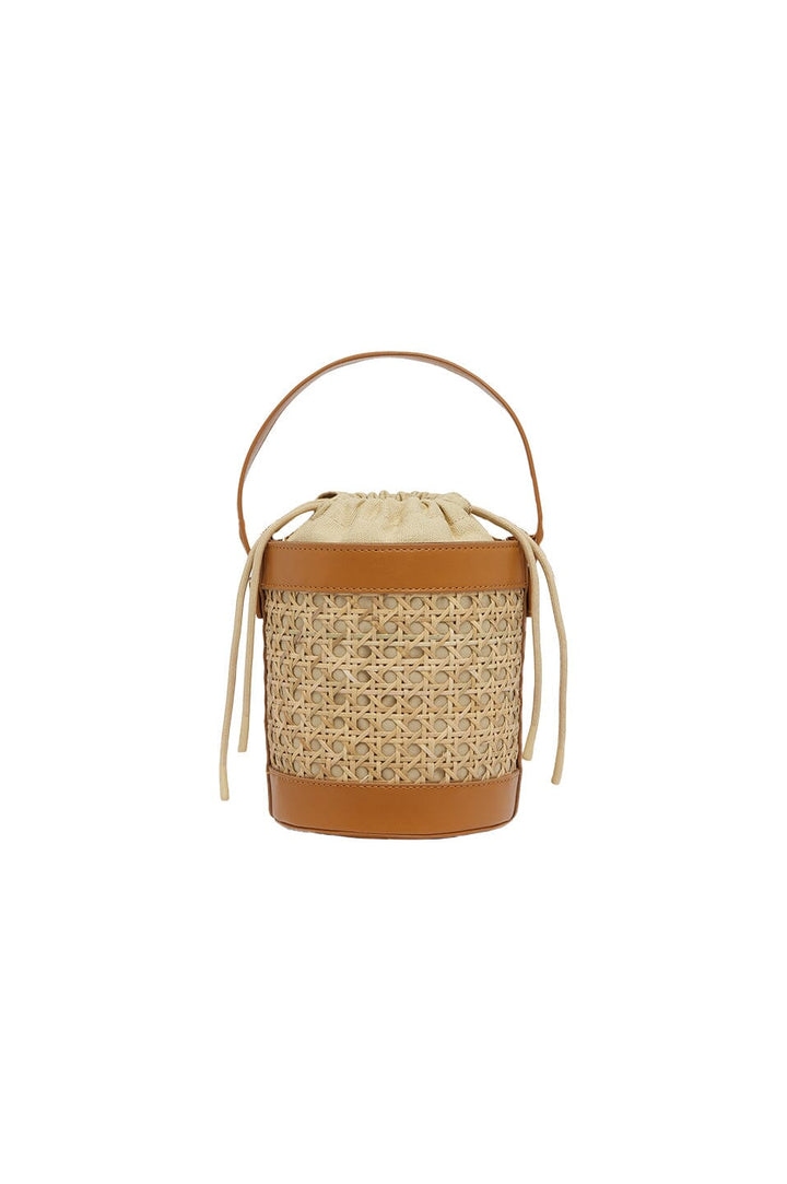 Melina Rattan Bucket Bag in Tan Seasonal Handbag