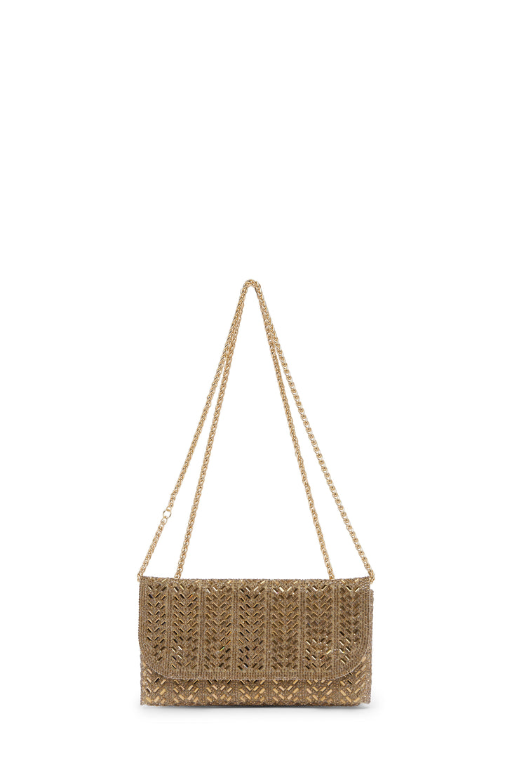 Mimi Sequinned Clutch Bag Gold Seasonal Handbag