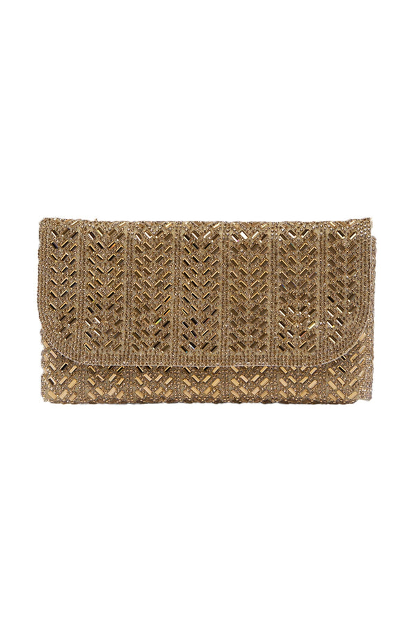 Mimi Sequinned Clutch Bag Gold Seasonal Handbag