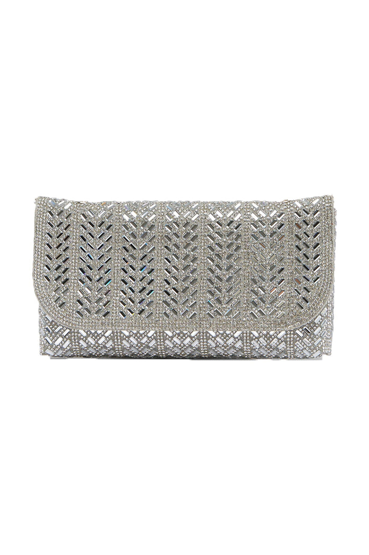 Mimi Sequinned Clutch Bag Silver Seasonal Handbag