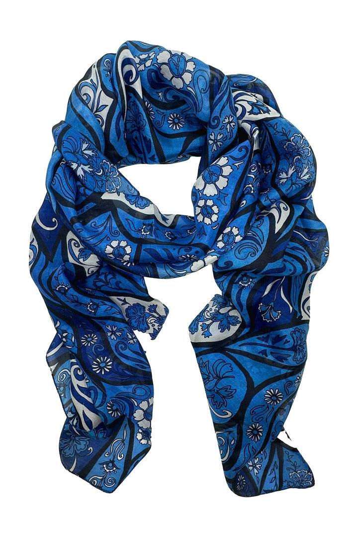 Mira Silk Scarf Cobalt Scarves