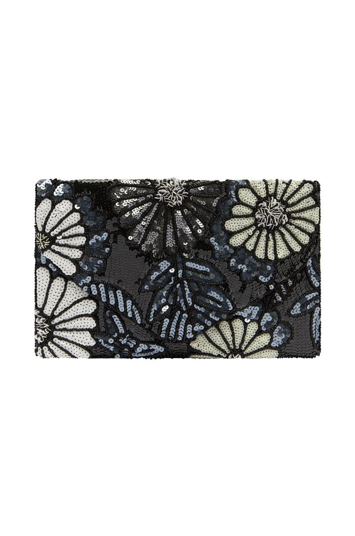 Nova Sequinned Clutch Bag Black Seasonal Handbag