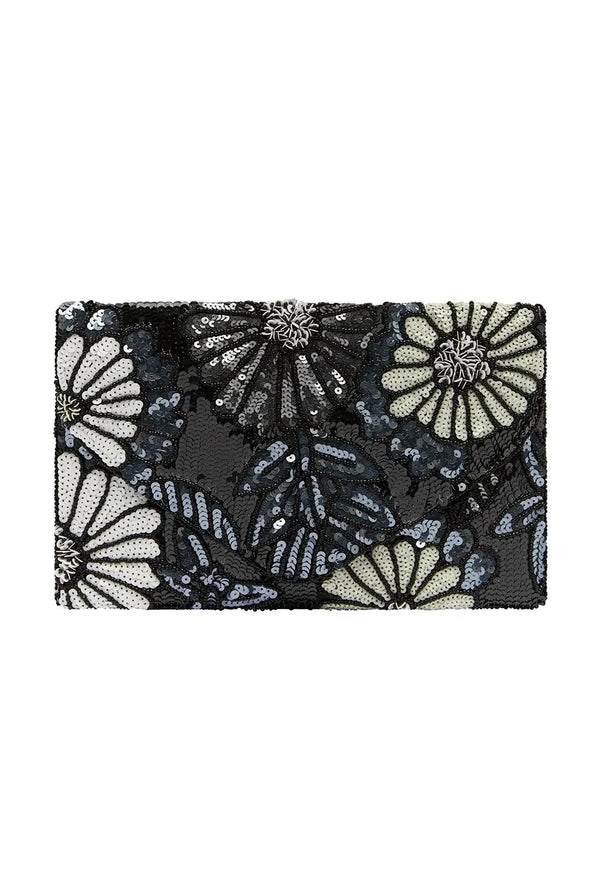 Nova Sequinned Clutch Bag Black Seasonal Handbag