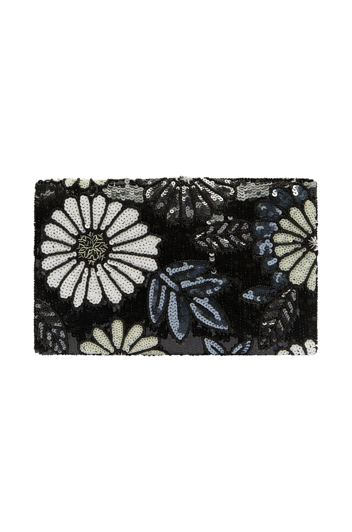 Nova Sequinned Clutch Bag Black Seasonal Handbag