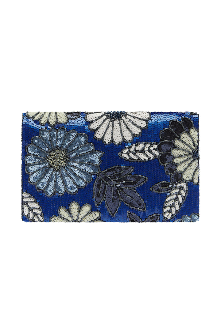 Nova Sequinned Clutch Bag Cobalt Seasonal Handbag