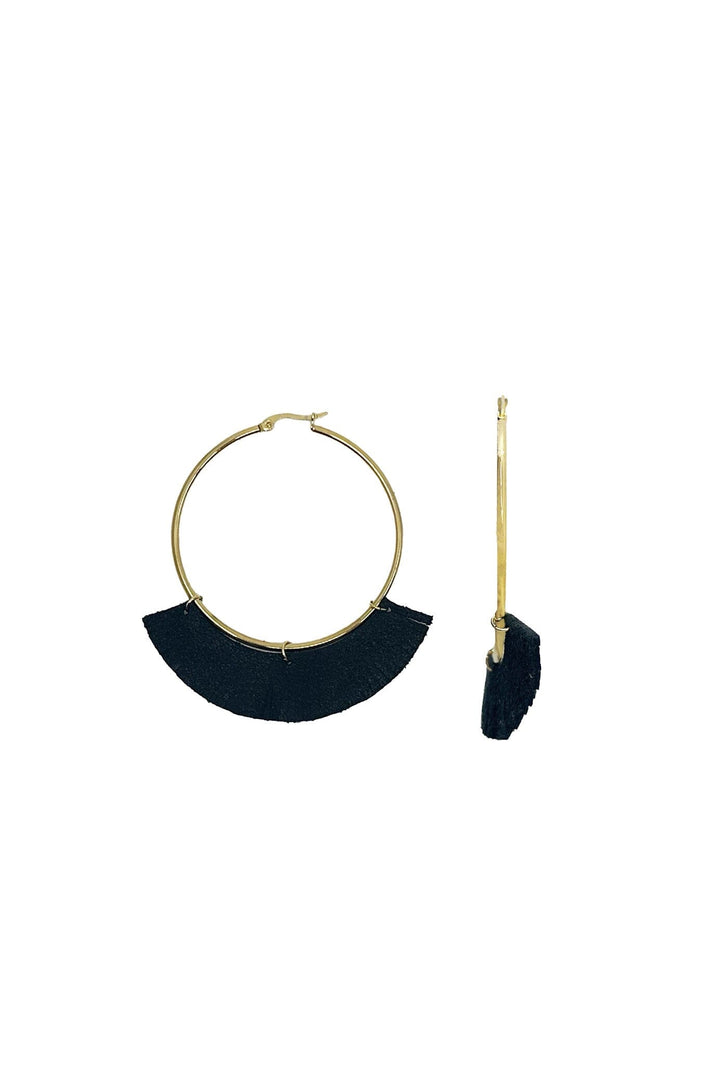 Olivia Leather Tassel Earrings Black Earrings