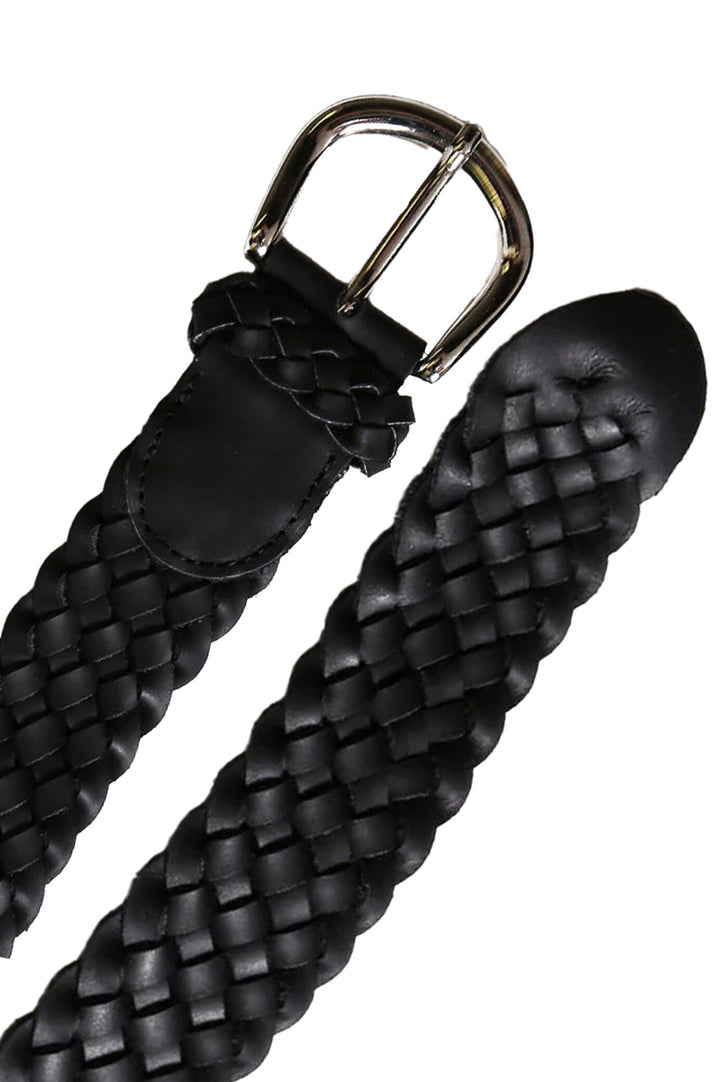 Plaited Jeans Belt Black Soft Leather Belts