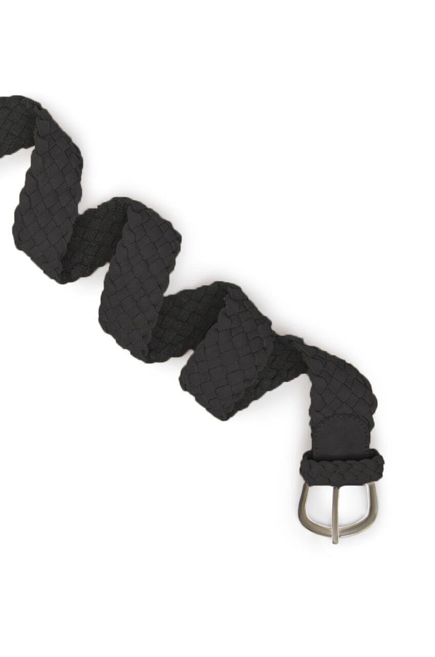 Plaited Jeans Belt Black Soft Leather Belts