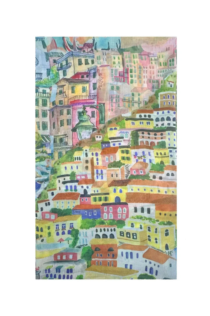 Positano in Italy Inspired Modal Scarf in Pink & Orange Scarves