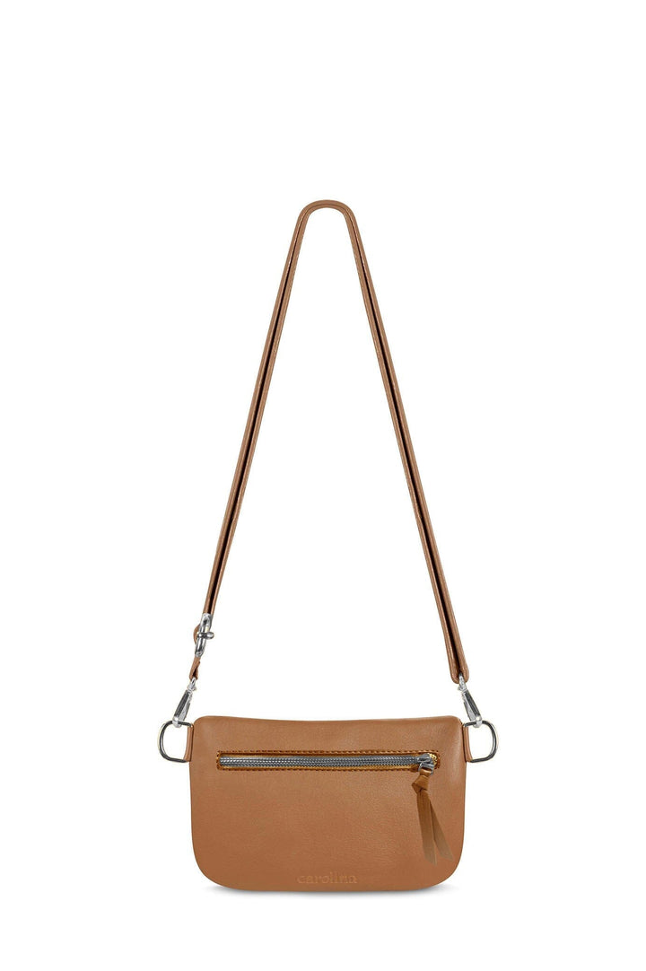 Ramona Small Leather Handbag Tan with Pocket Leather