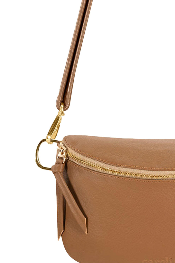 Ramona Small Leather Handbag Tan with Pocket Leather