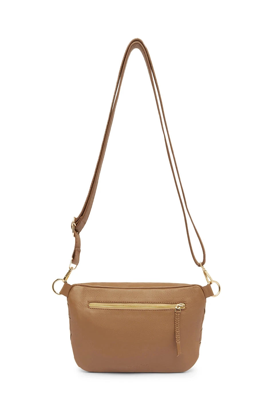 Ramona Woven Leather Crossbody Bag Tan with Pocket Leather