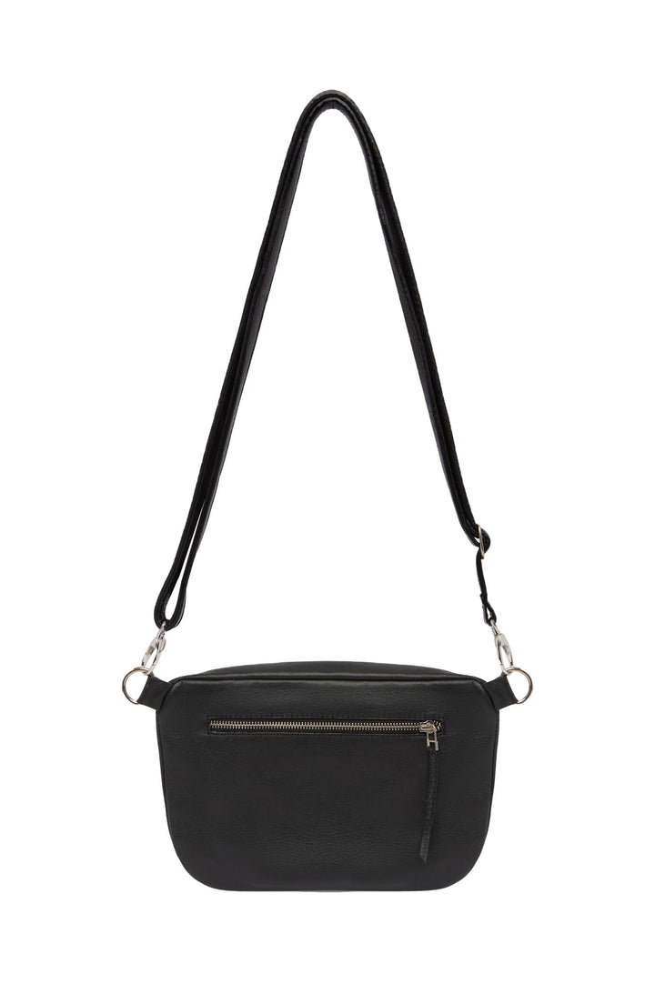 Ramona Leather Handbag Black with Pocket Leather