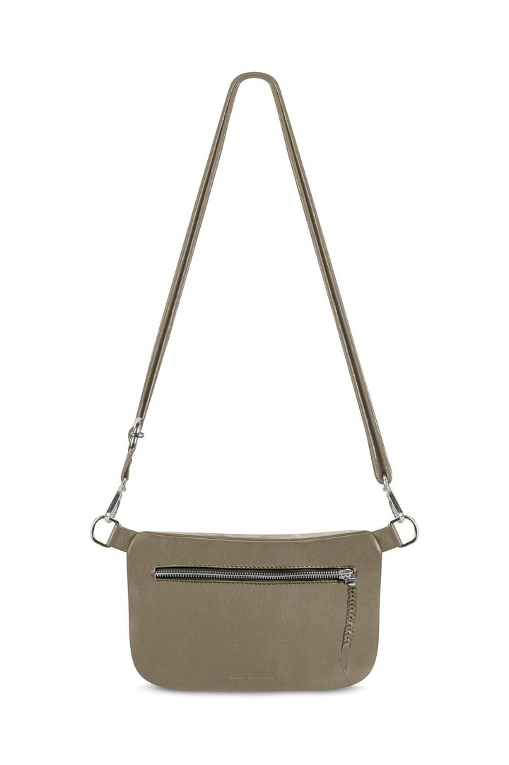 Ramona Leather Handbag Khaki with Pocket Leather