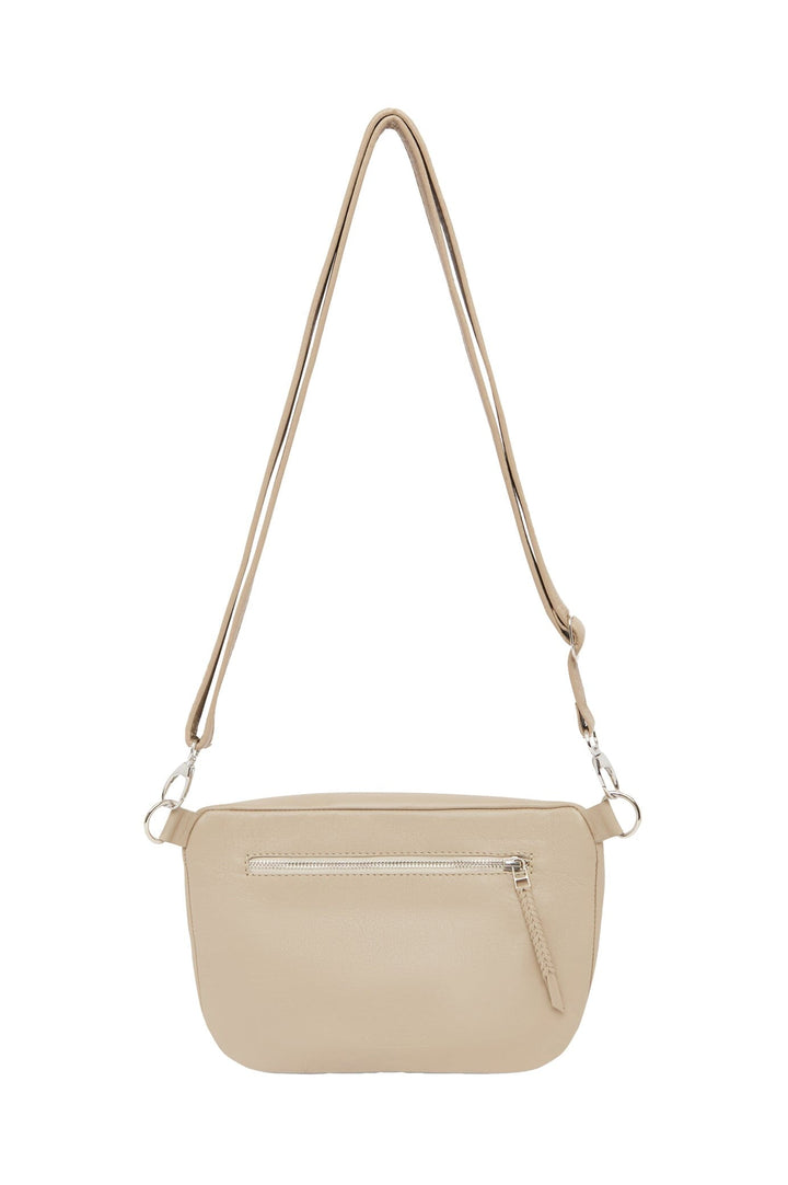 Ramona Leather Handbag Nude with Pocket Leather