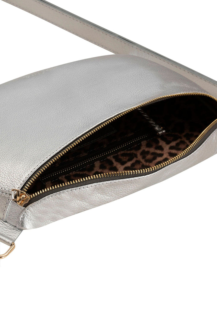 Ramona Leather Handbag Silver Crossbody Bag