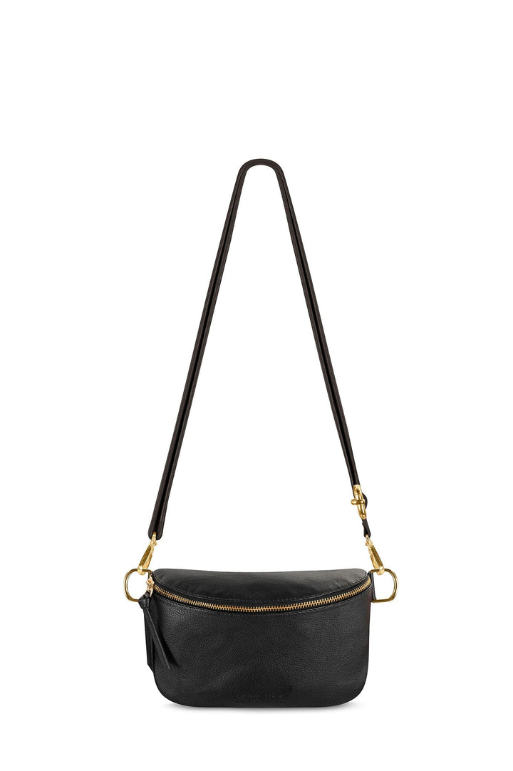 Ramona Small Leather Handbag Black with Pocket Leather