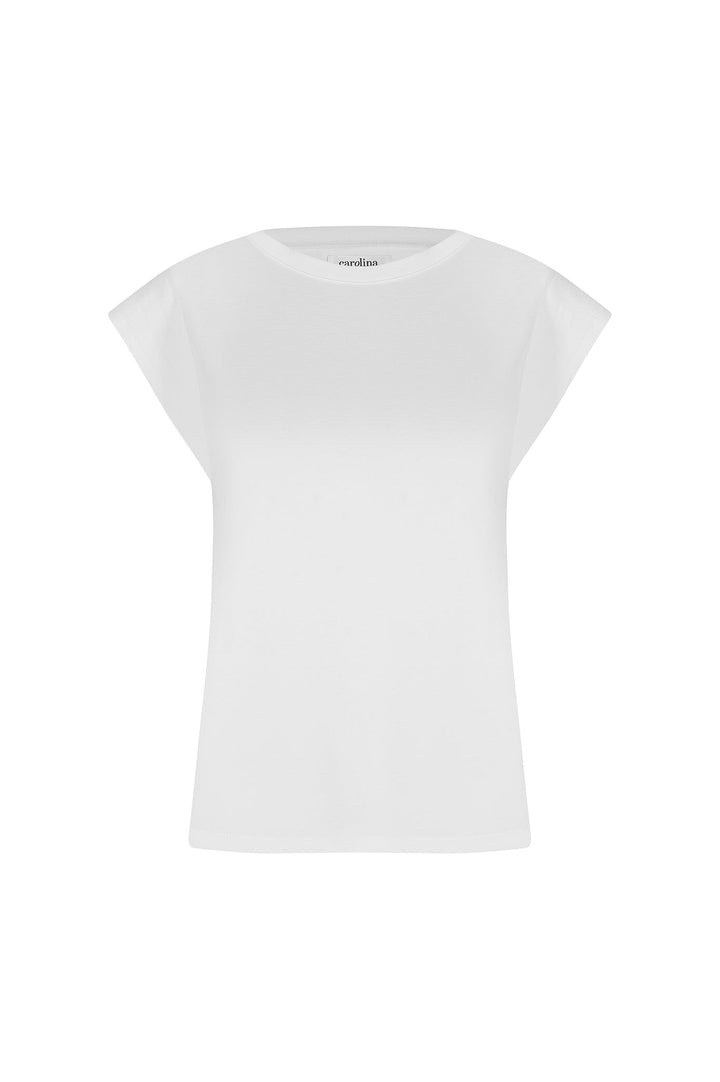 Harper Short Sleeve Top White with Round Neck Tops
