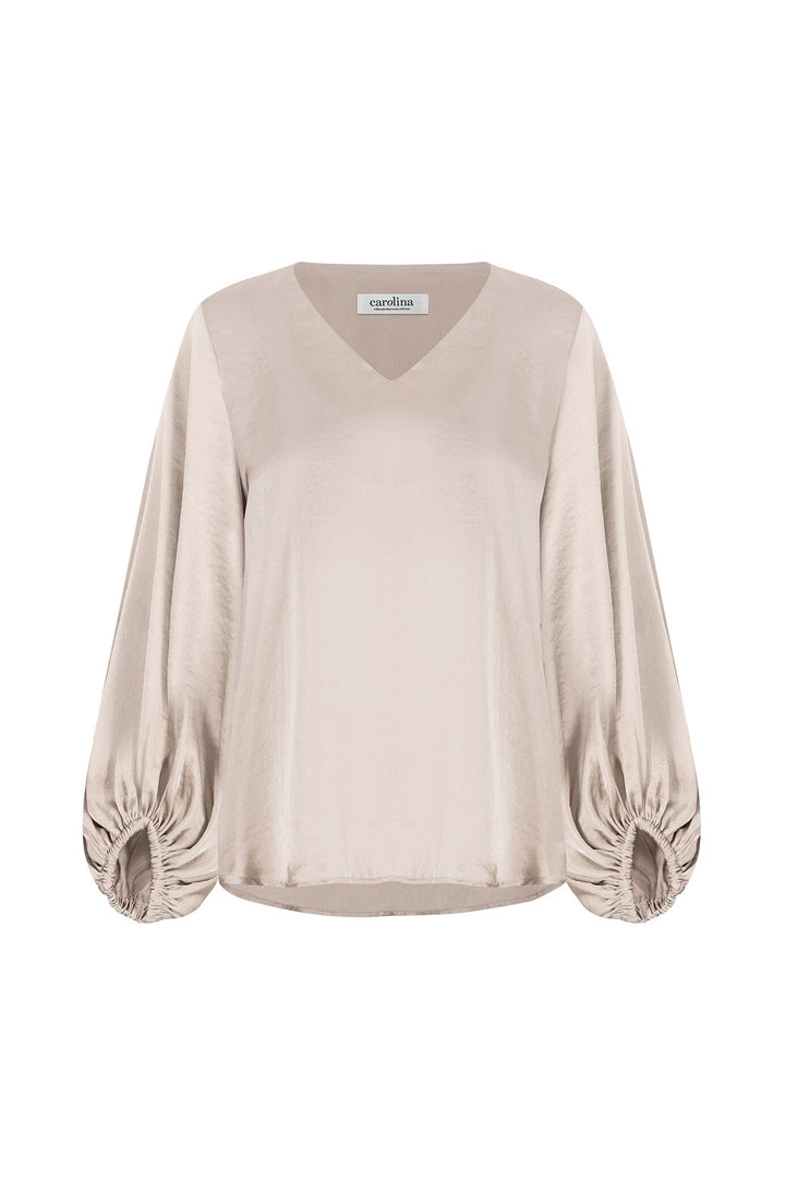 Sovana V-Neck Long Sleeve Top Almond Tops