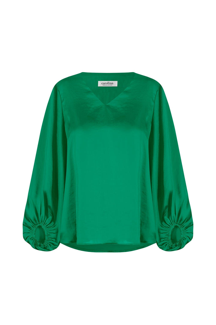 Sovana V-Neck Long Sleeve Top Emerald Tops