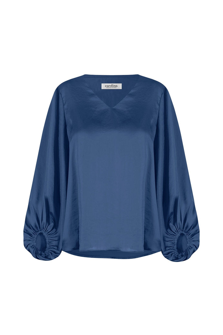 Sovana V-Neck Long Sleeve Top Navy Tops