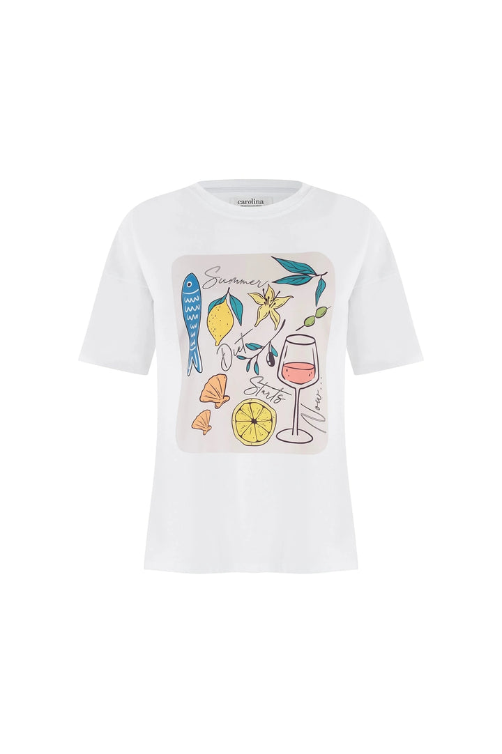 Summer Vibe Oversized Graphic T-Shirt White Tops