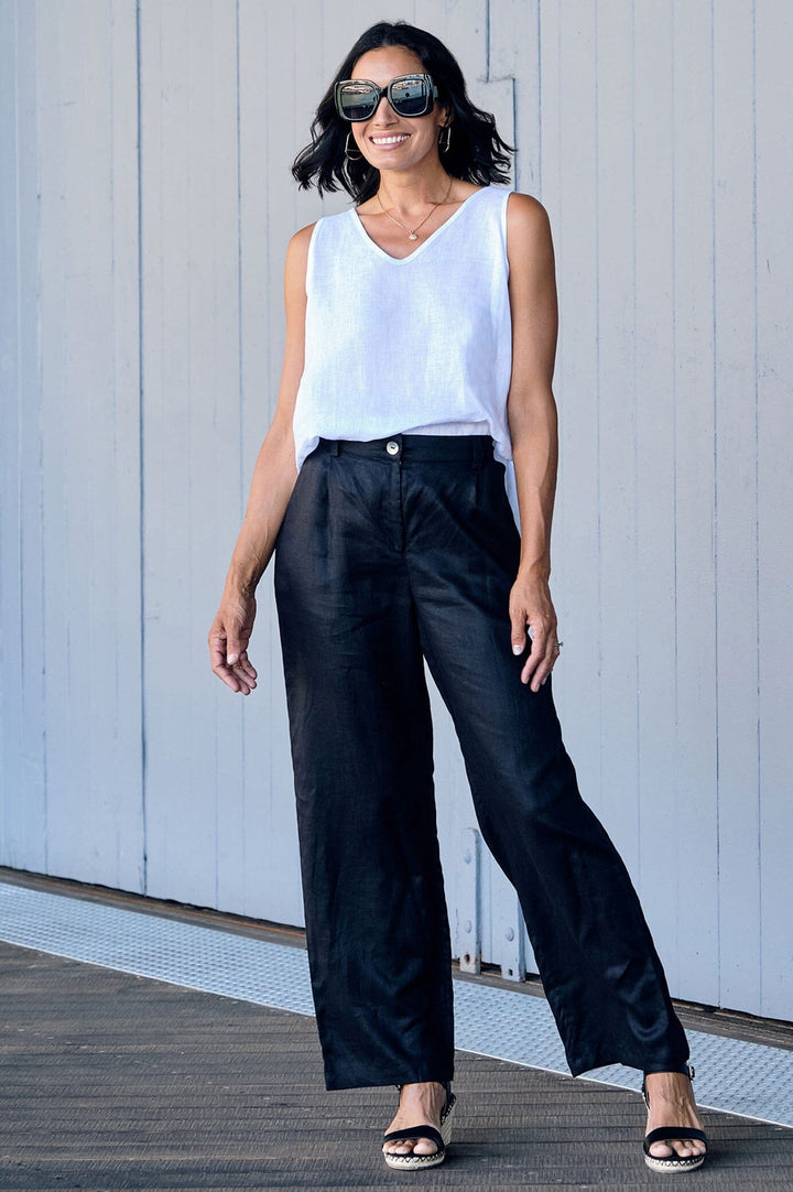 Sharon Linen Pants Black Pants