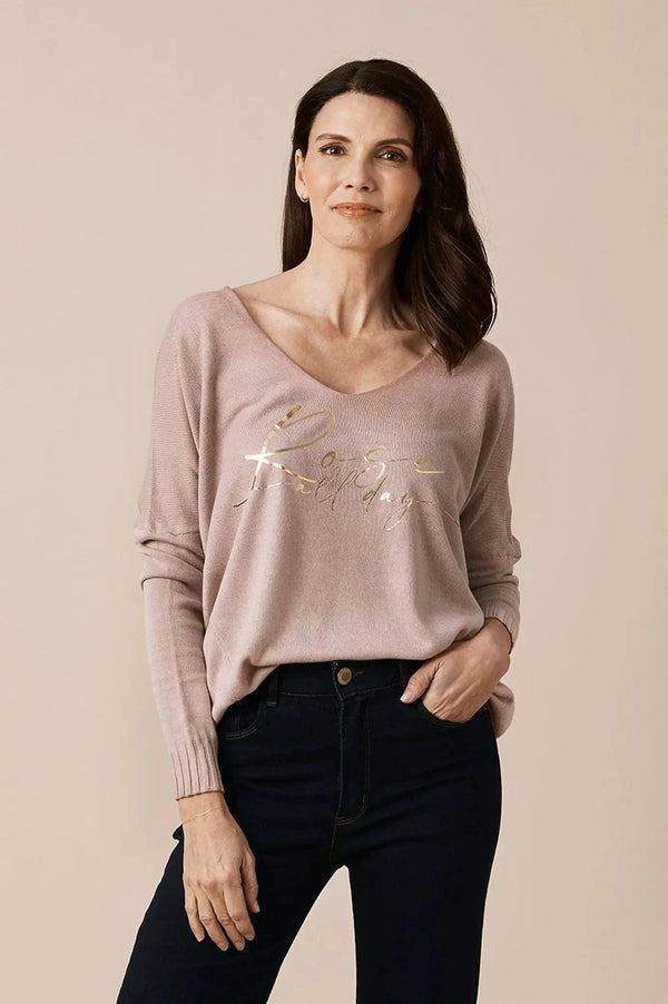 Rosé All Day Jumper Blush Knitwear