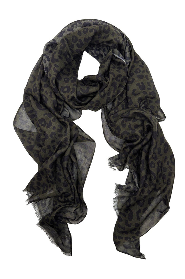 Shani Animal Print Modal Scarf Khaki Scarves