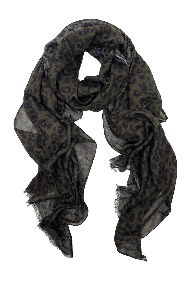 Shani Animal Print Modal Scarf Khaki Scarves