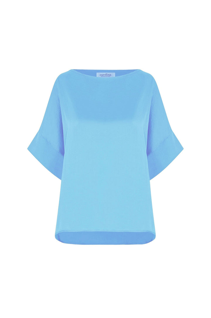 Bianca Short Sleeve Top Ocean Blue Tops