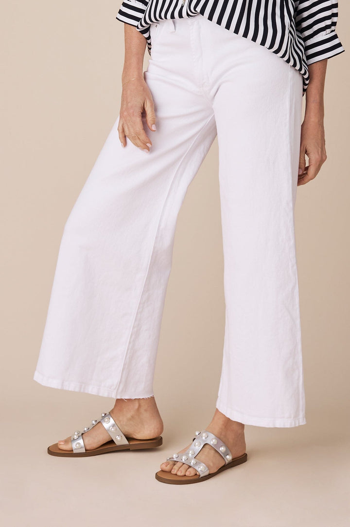 Cammy High Rise Wide Leg White Jeans Denim Pants