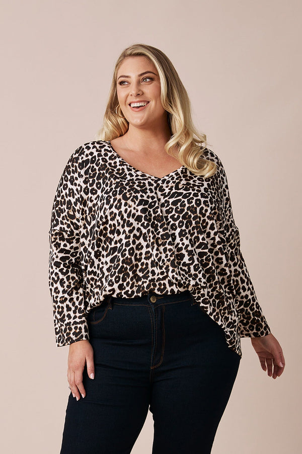 Erica Essential Long Sleeve Top Animal Print Tops