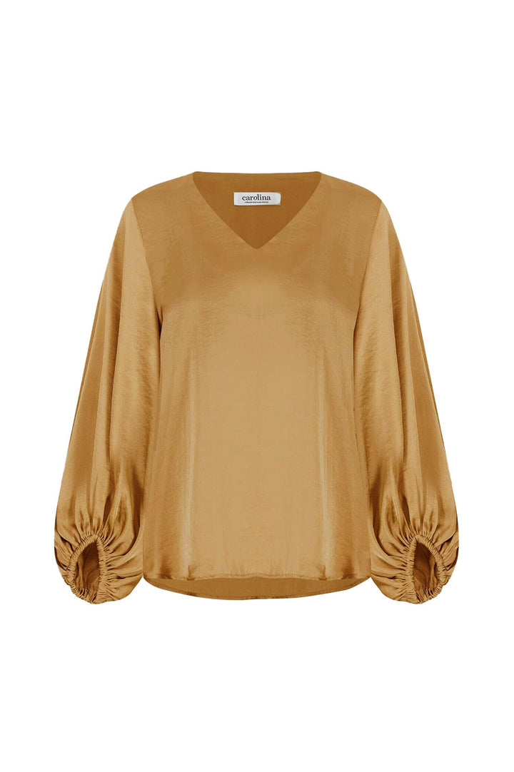 Sovana V-Neck Long Sleeve Top Khaki Tops