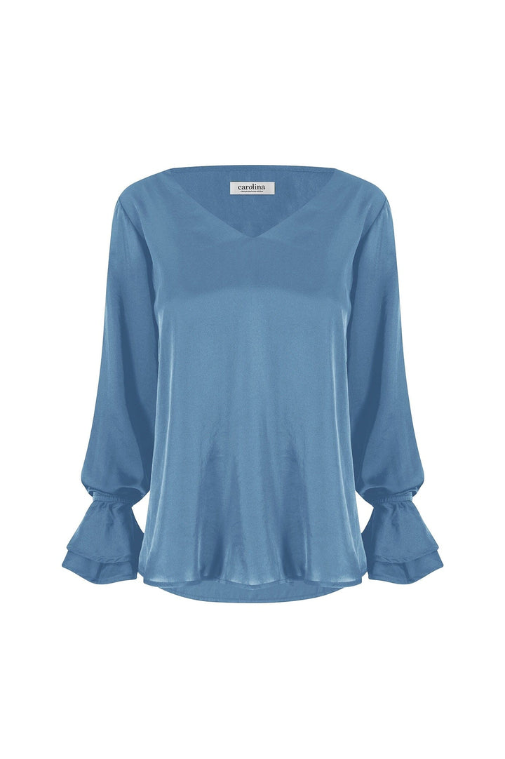Lola Long Sleeve Top Blue Grey Tops