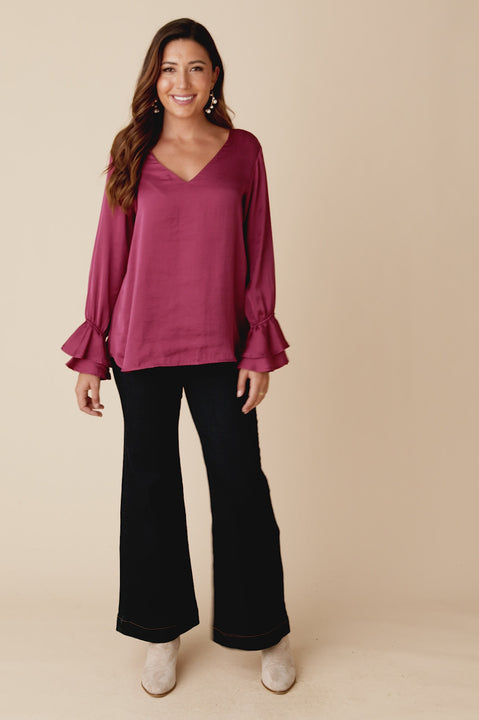 Lola Long Sleeve Top Burgundy product video from Carolina