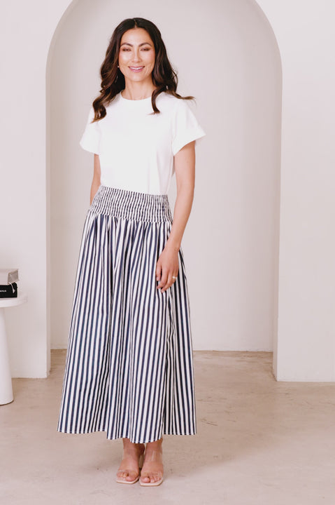 Brooke Skirt Striped Navy product video by Carolina