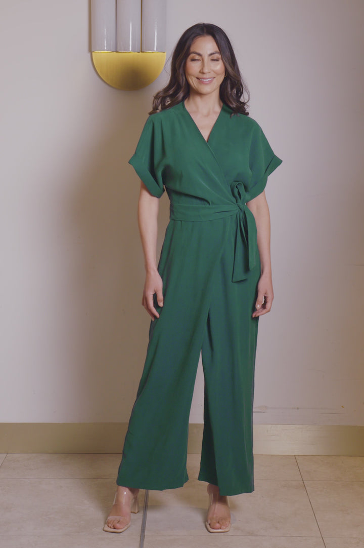 Jude Short Sleeve Jumpsuit Forest Green FINAL product video from Carolina