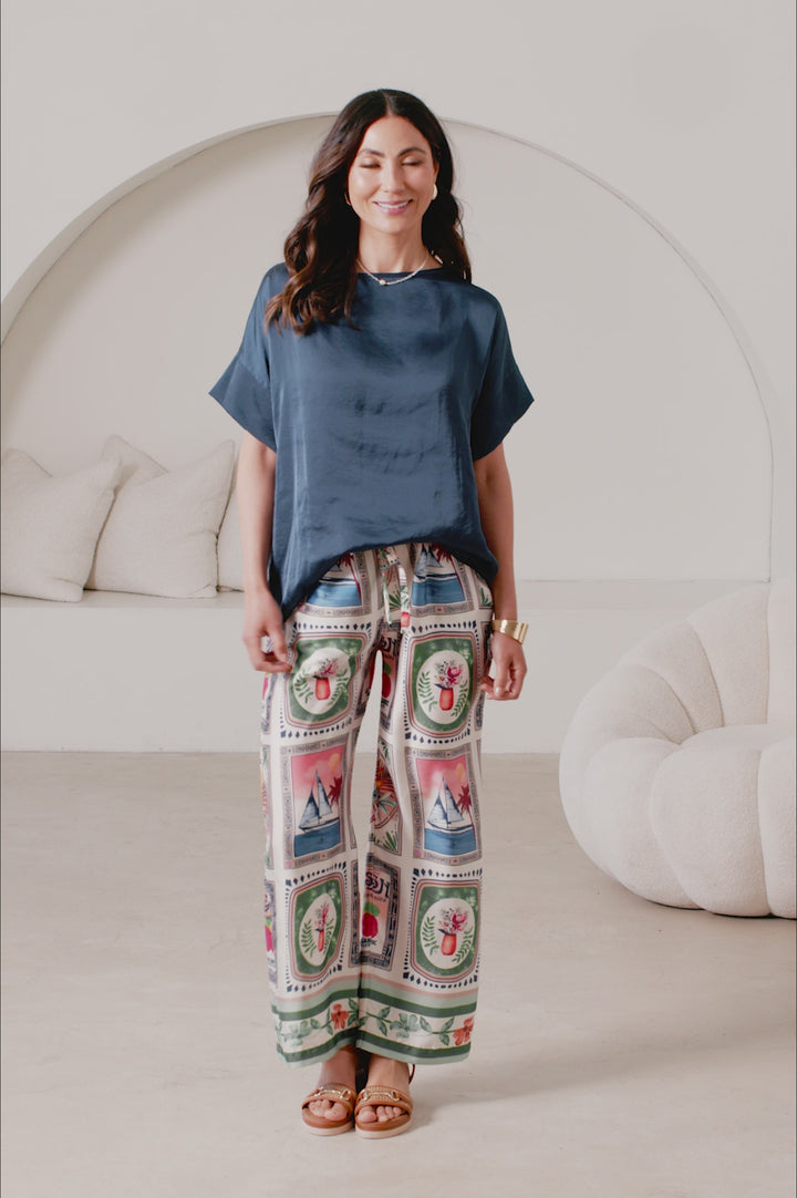 Casey Straight Leg Pants Rio Print product video by Carolina