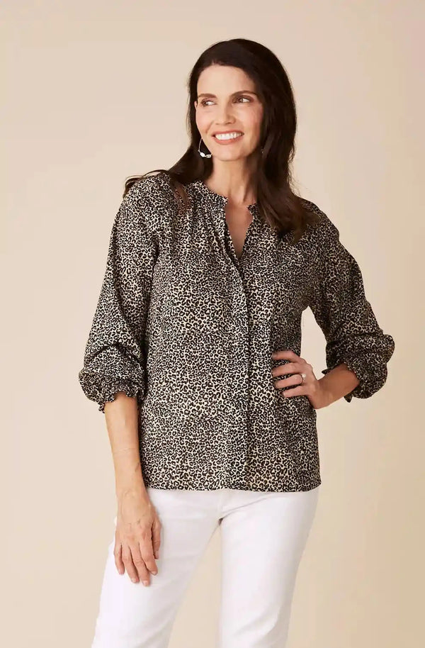 Tasha Animal Print Top Camel Tops