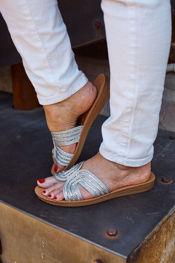 Brianna Slides Silver Shoes