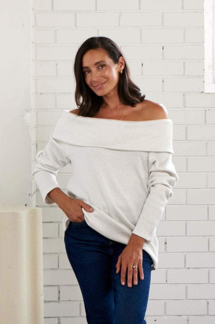 Emilia Off Shoulder Knit Ivory Knitwear