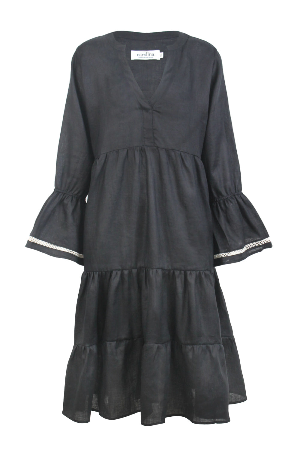 Lucille Linen Dress in Black Dress