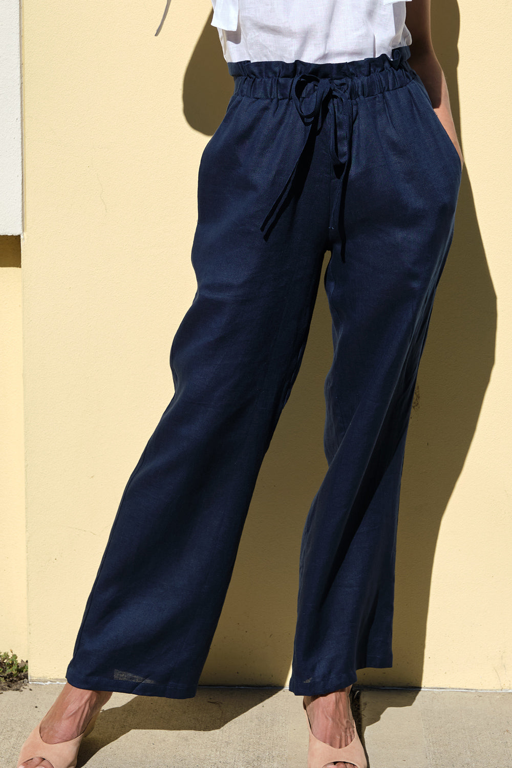 Carlotta Pure Italian Linen Pants Navy Pants