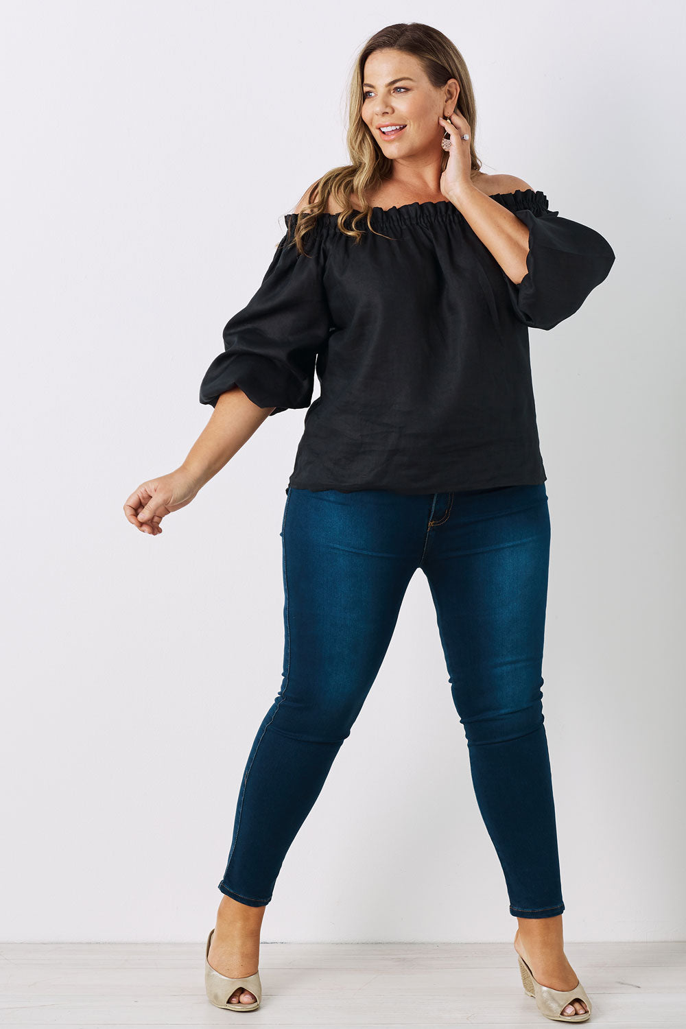 Plus size off the shoulder long sleeve on sale tops