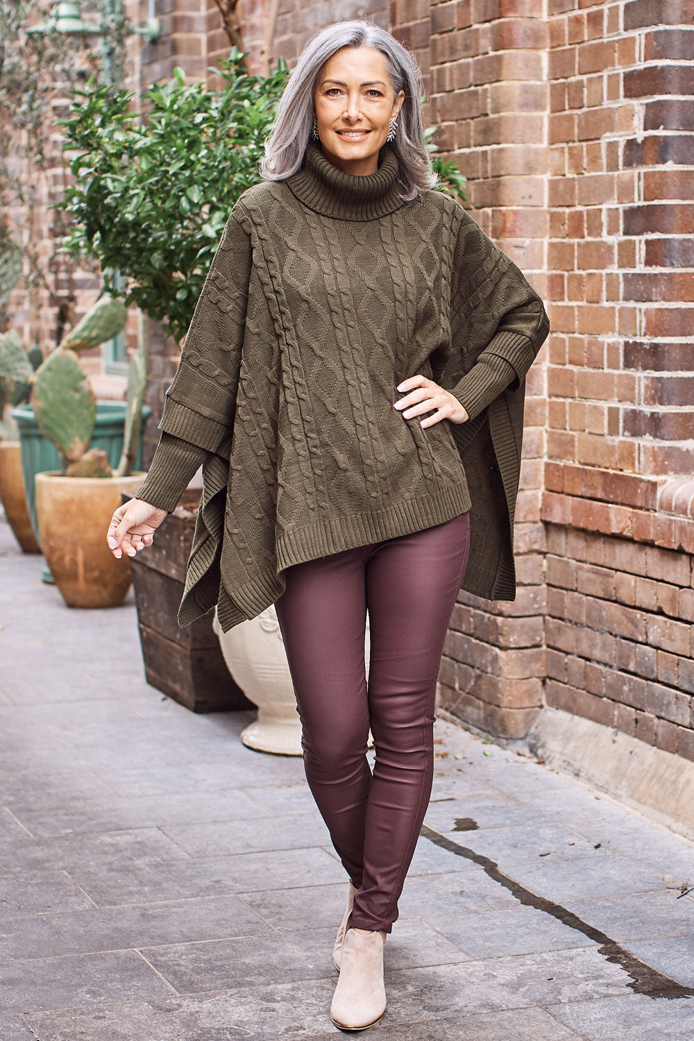 olive poncho sweater