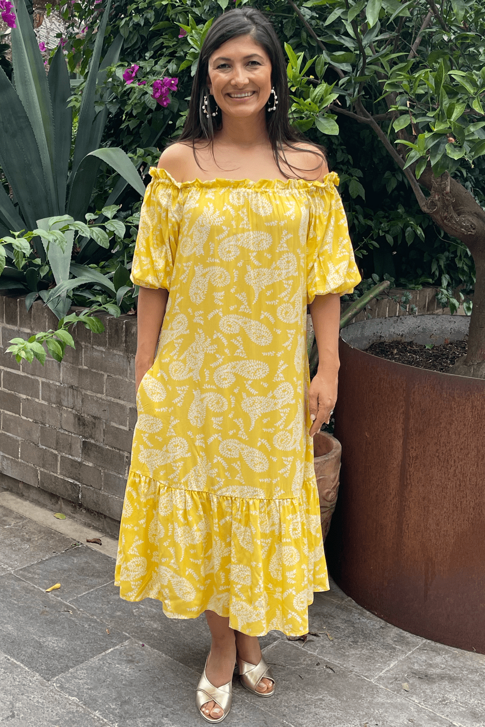 Paisley Dress in Lemon Dress