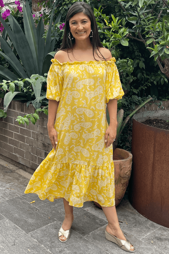 Paisley Dress in Lemon Dress