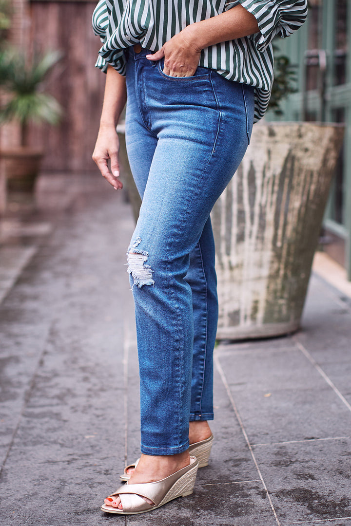 High Waisted Straight Leg Jeans