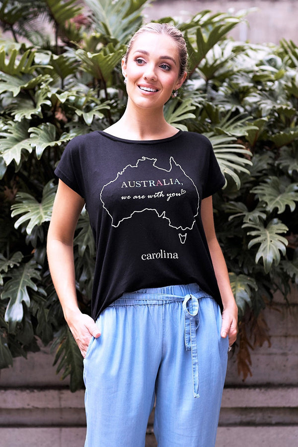 Australia, We Are With You T-Shirt Black Tops